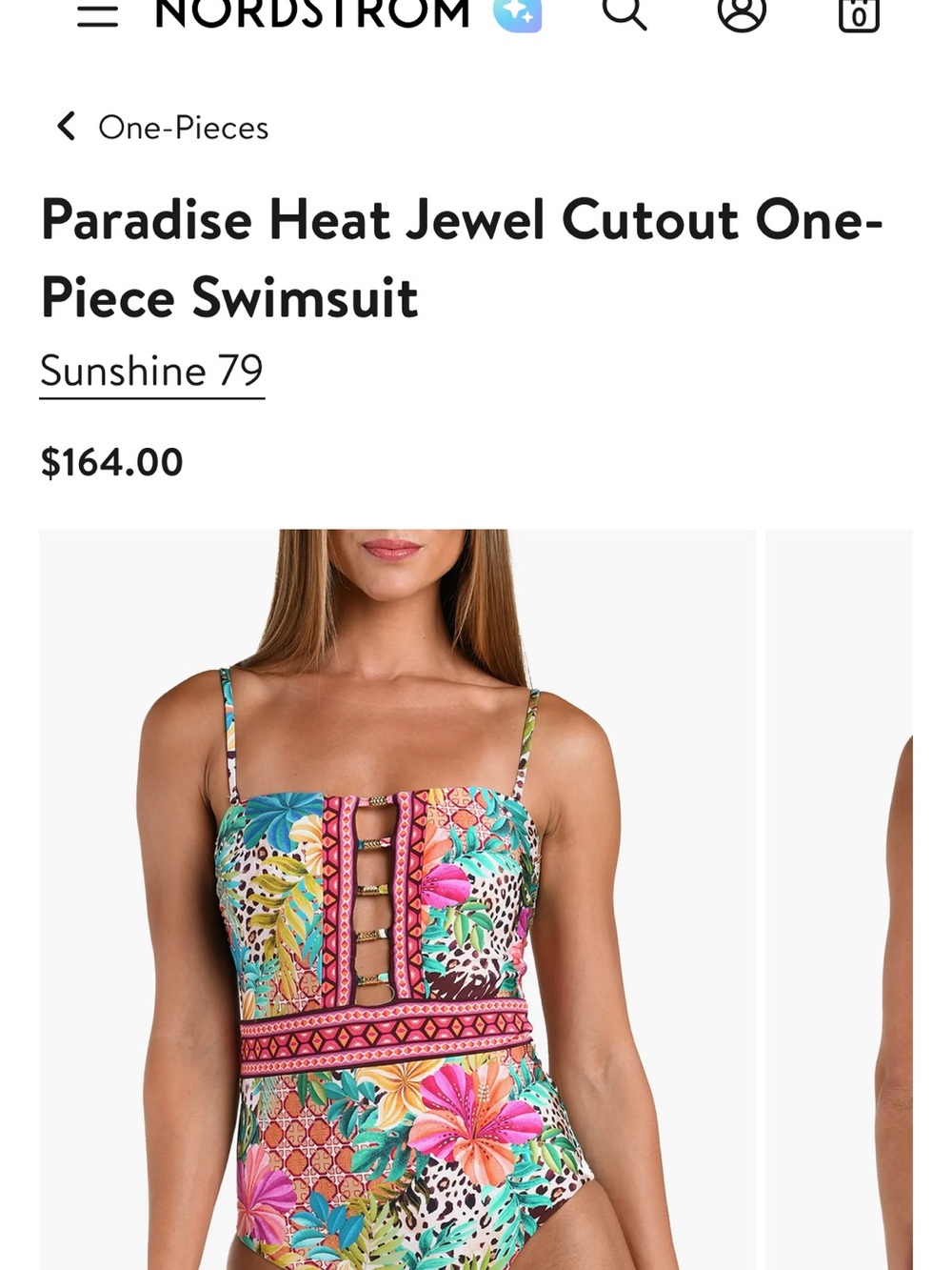 Woman’s sunshine 79 Paradise Heat Jewel Cutout One-Piece Swimsuit -size 8